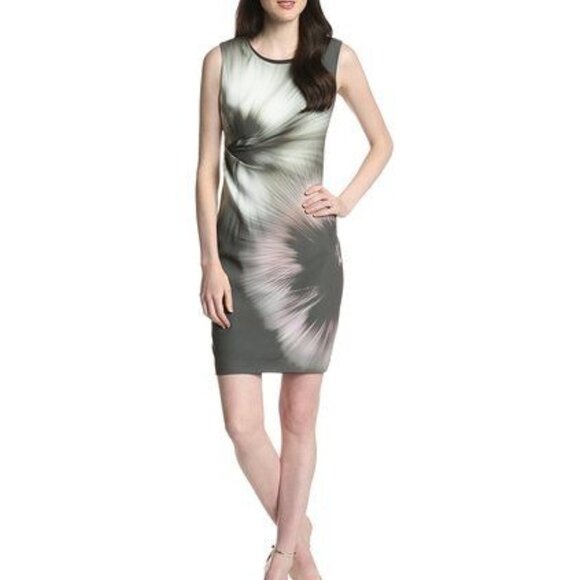Elie Tahari Women's Ginger Pansy Bloom Sheath Dress, Dark Cask US 2 - Picture 1 of 6